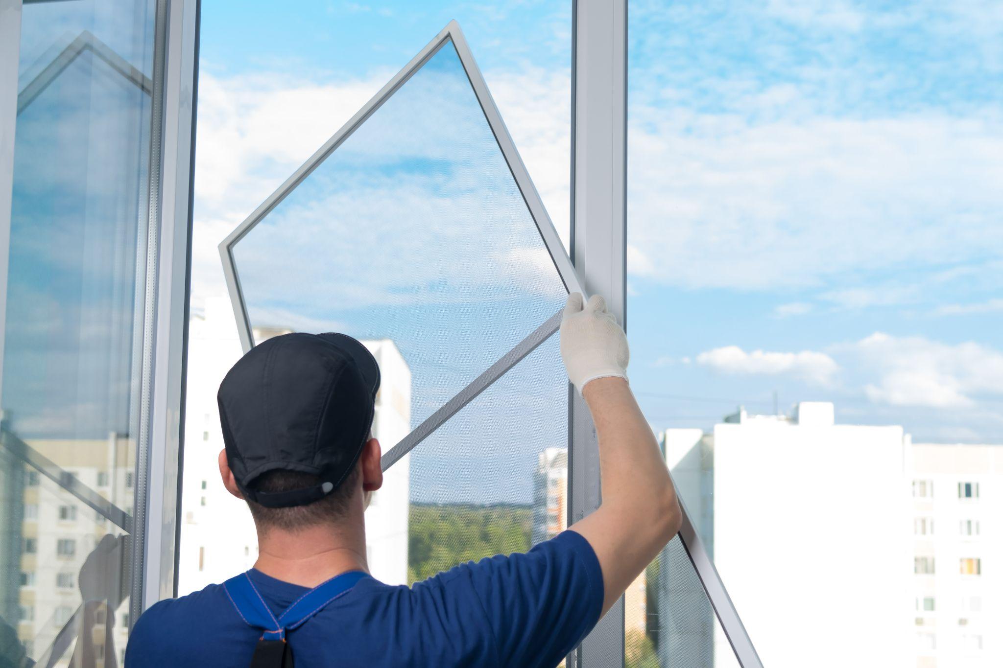 installs a mosquito net in the window